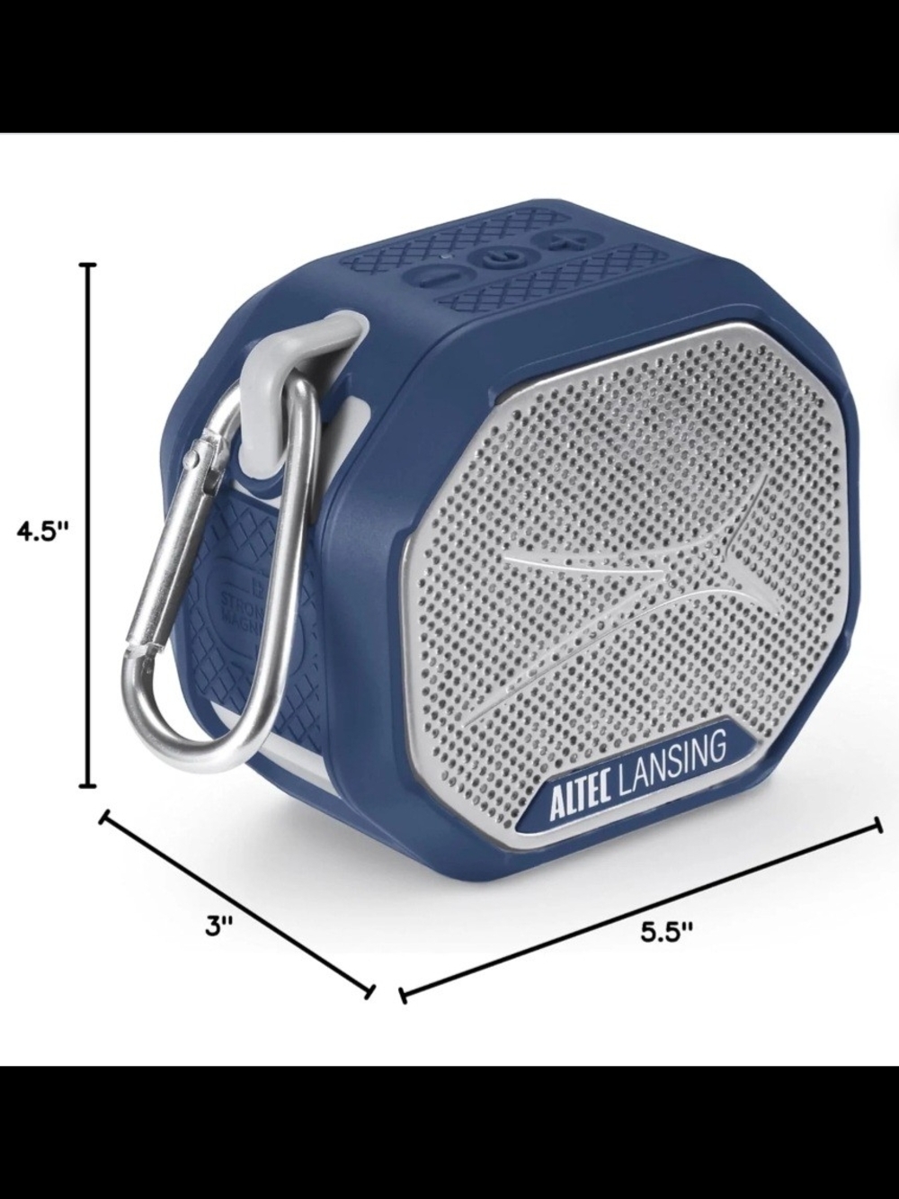 Blue Portable Bluetooth Speaker with Carabiner - Picture 6 of 6